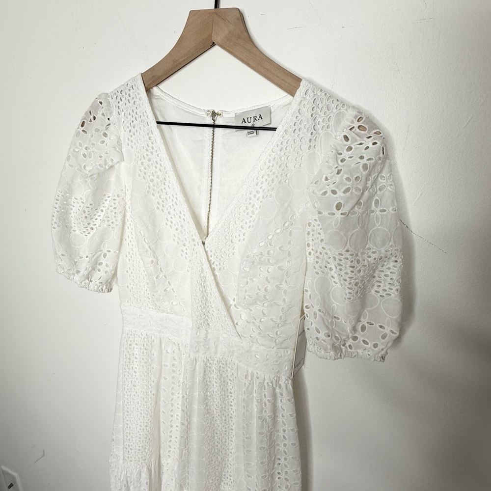Aura by Red Dress White Puff Sleeve Maxi Dress NWT - Picture 7 of 7